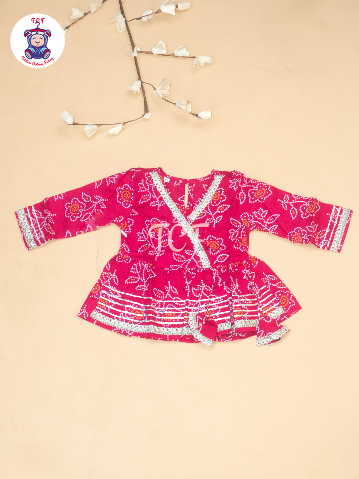 Pink - Bandhini Printed Girls Readymade Salwar
