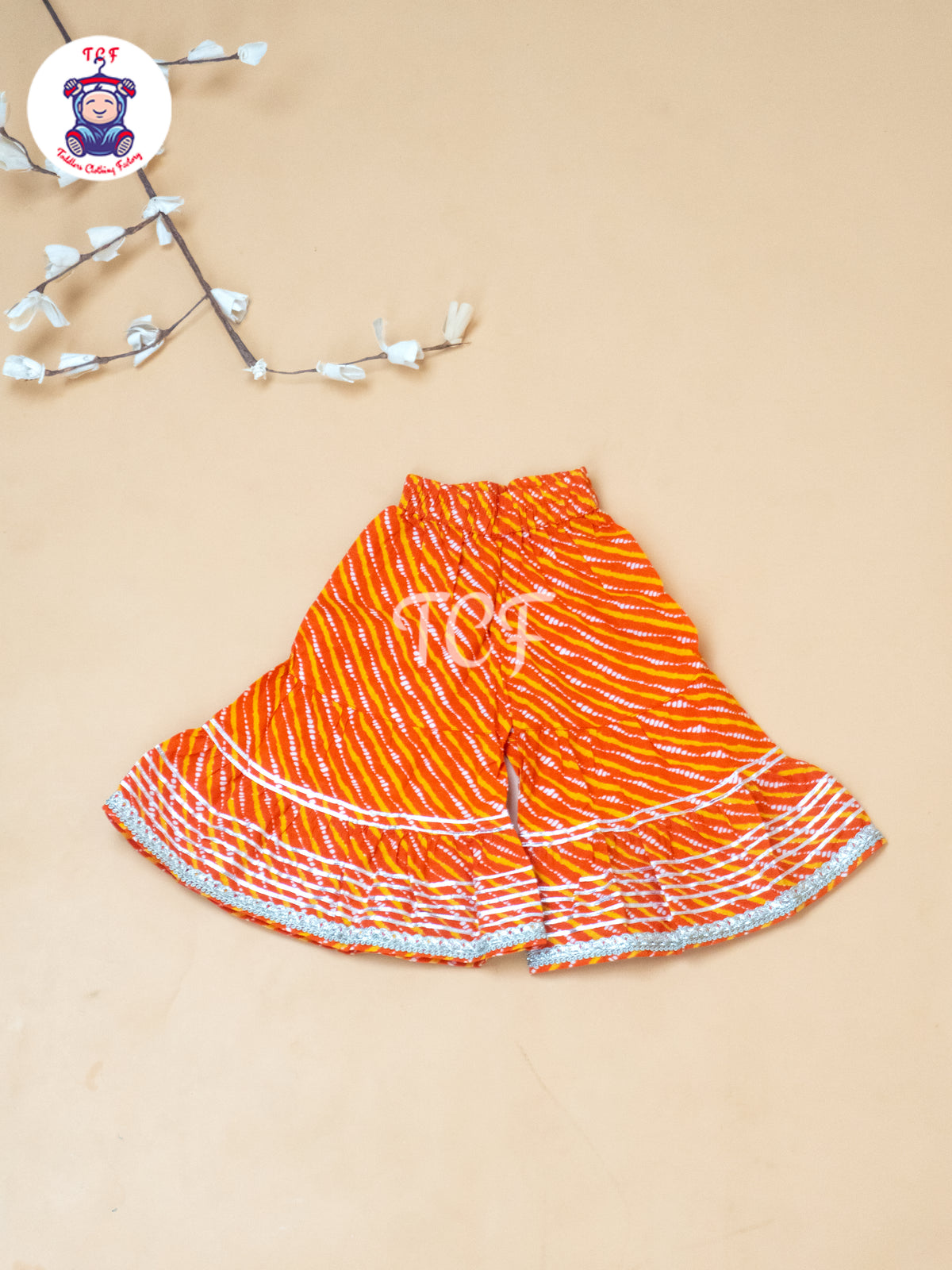 Orange  - Bandhini Printed Girls Readymade Salwar