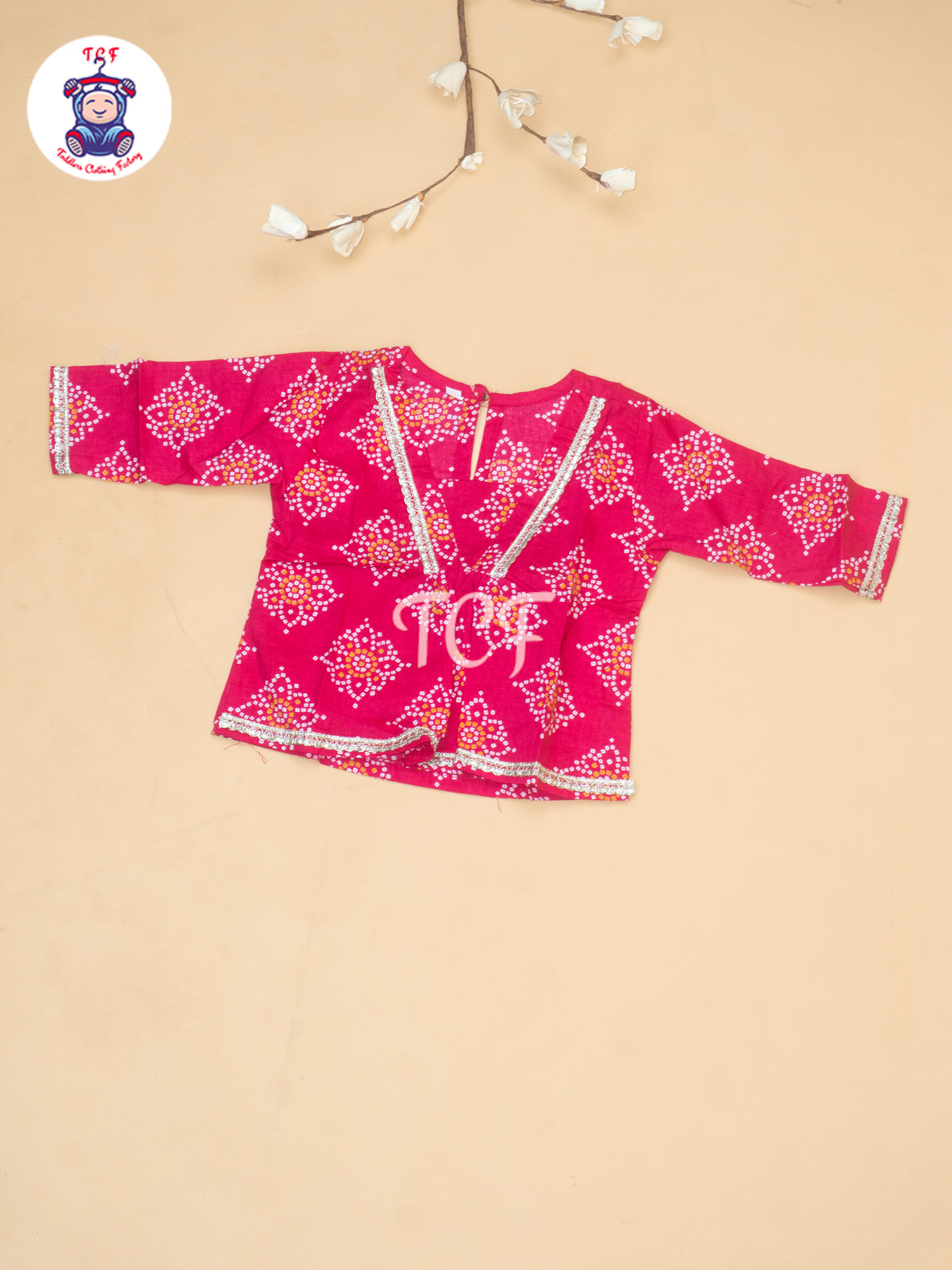 Pink - Bandhini Printed Girls Readymade A Line Salwar