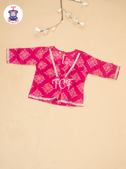 Pink - Bandhini Printed Girls Readymade A Line Salwar