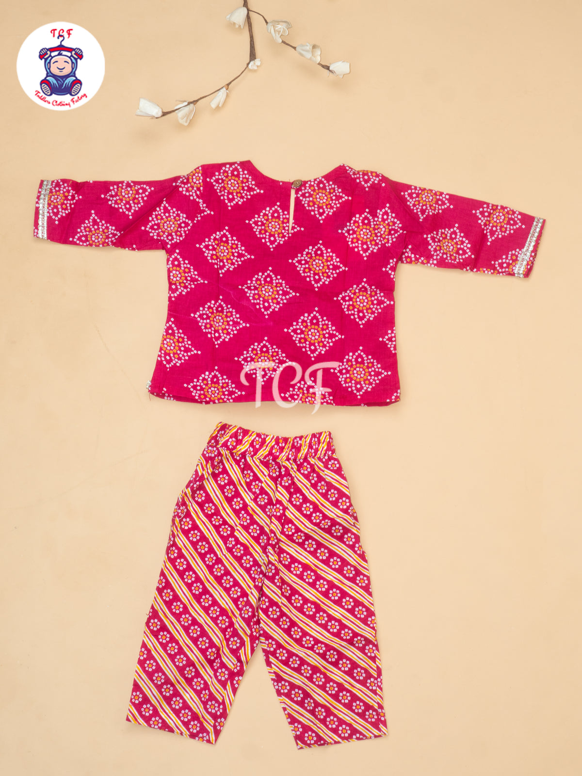 Pink - Bandhini Printed Girls Readymade A Line Salwar