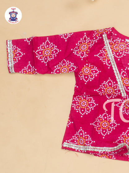 Pink - Bandhini Printed Girls Readymade A Line Salwar