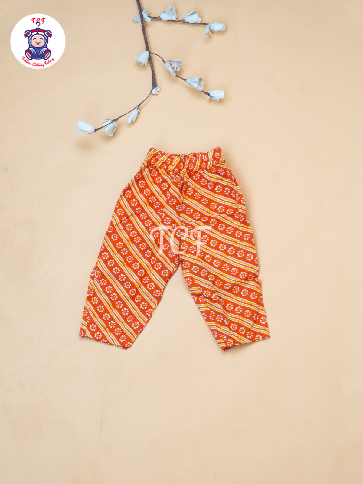 Orange - Bandhini Printed Girls Readymade A Line Salwar