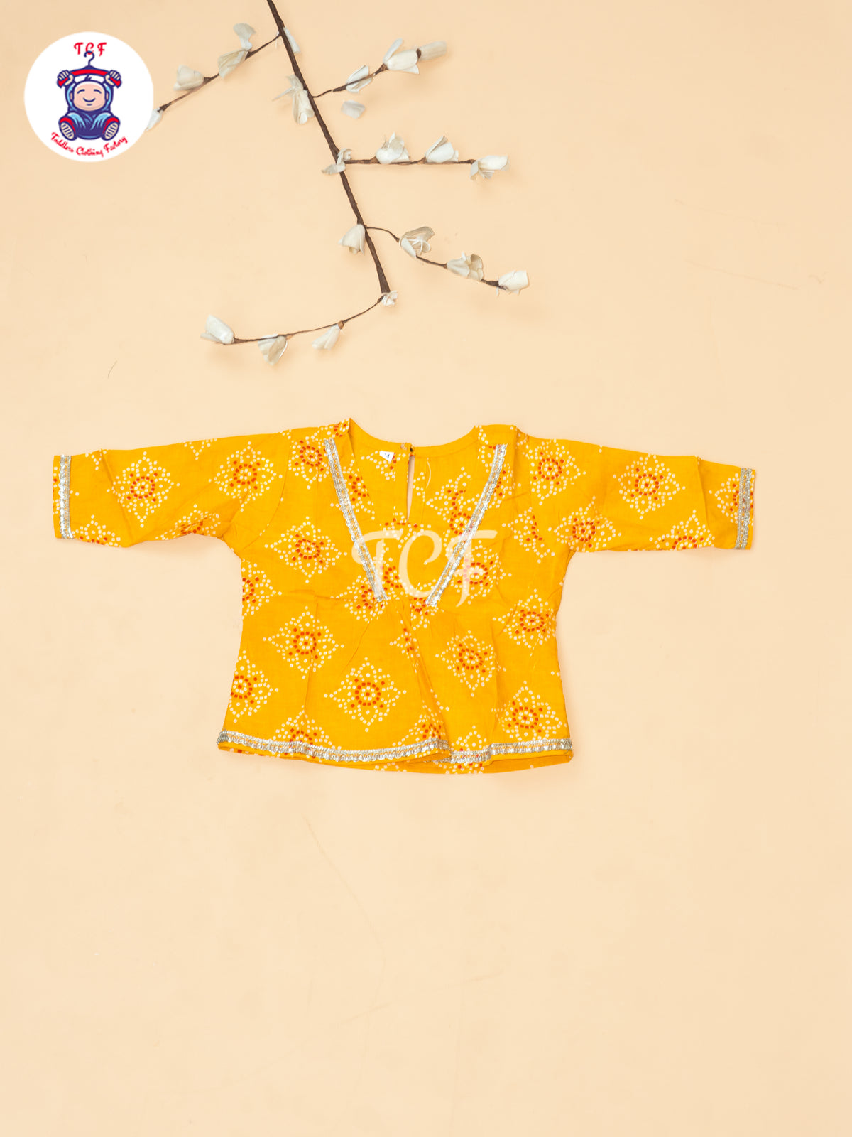 Yellow - Bandhini Printed Girls Readymade A Line Salwar