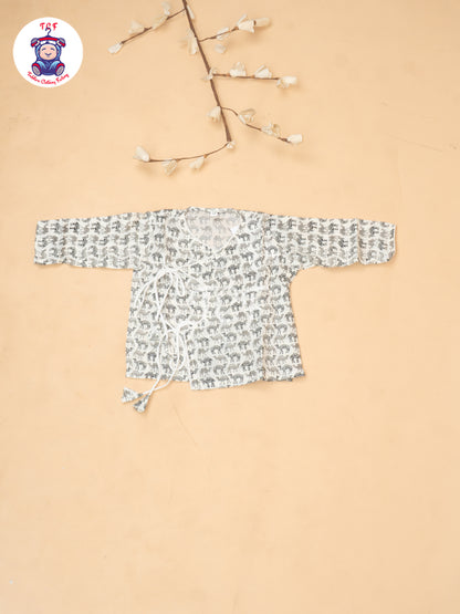 Grey - Camel Printed Boys Dhoti Kurta