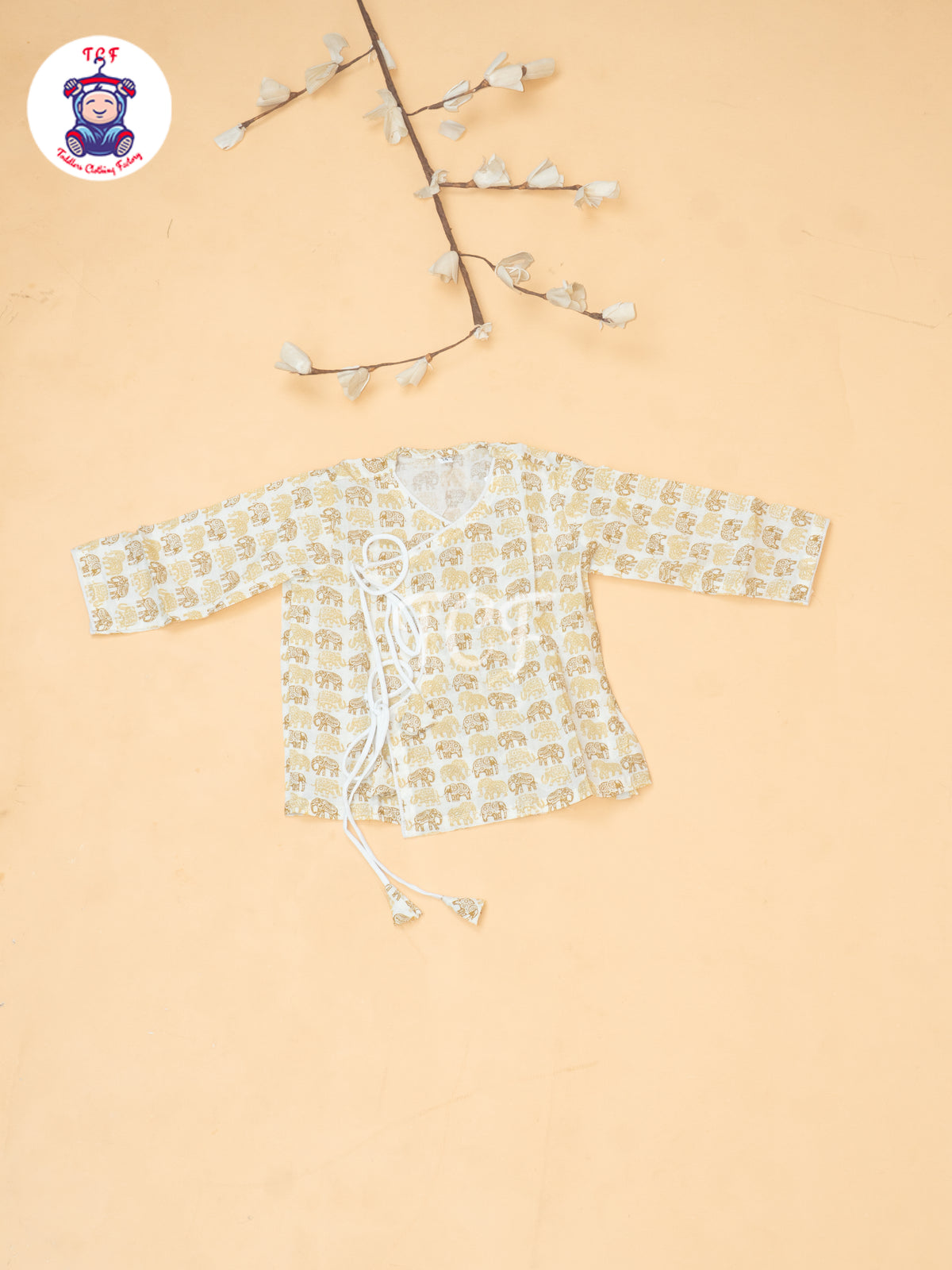 Brown - Elephant Printed Boys Dhoti Kurta