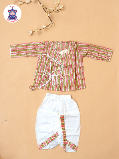 Pink - Camel Printed Boys Dhoti Kurta