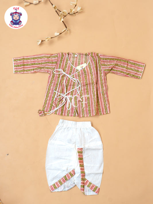 Pink - Camel Printed Boys Dhoti Kurta