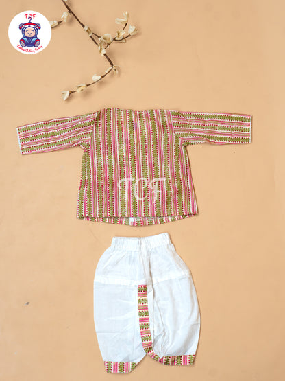Pink - Camel Printed Boys Dhoti Kurta