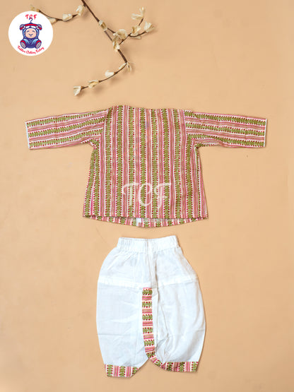Pink - Camel Printed Boys Dhoti Kurta