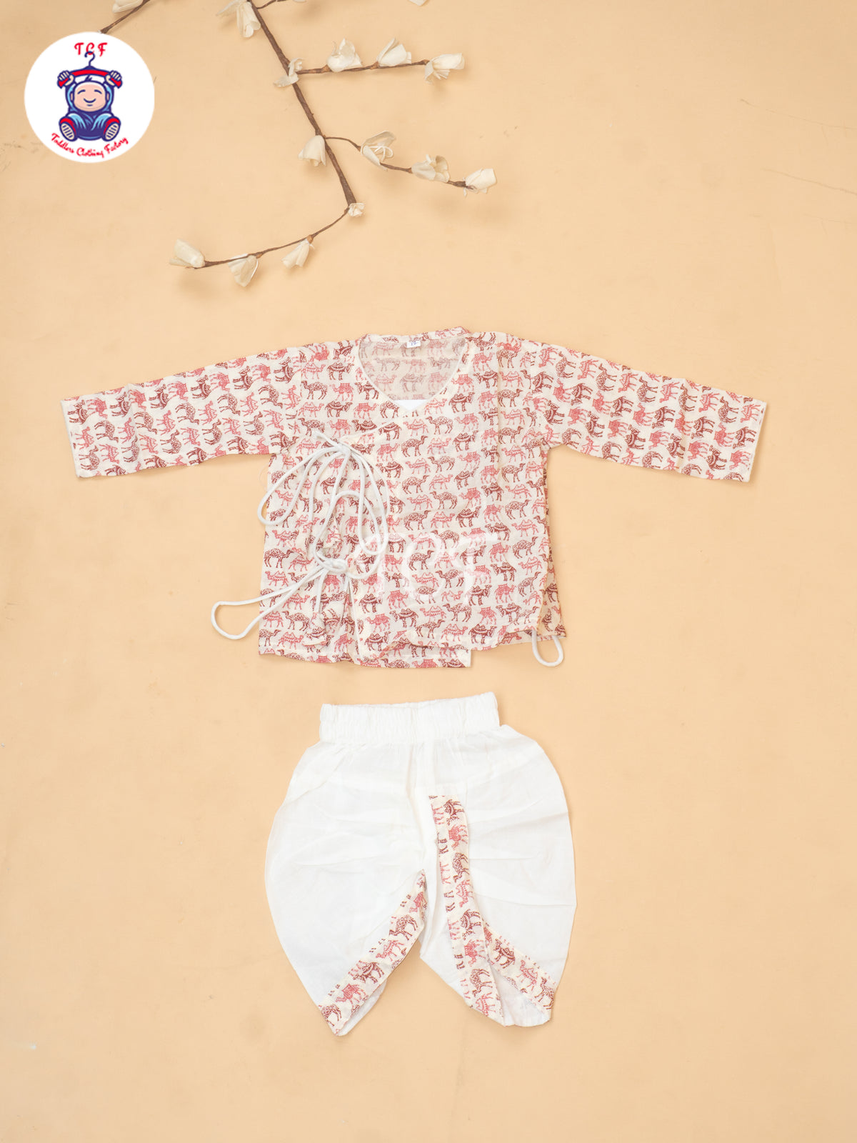 Pink - Floral Printed Boys Dhoti Kurta