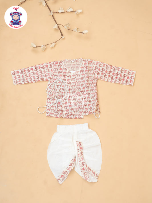 Pink - Floral Printed Boys Dhoti Kurta