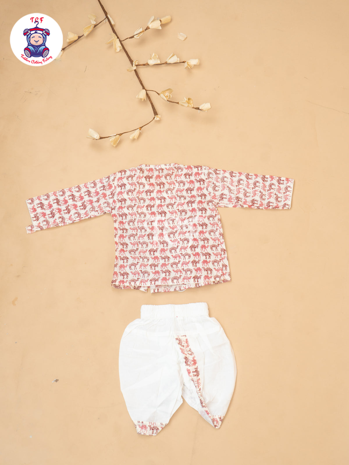 Pink - Floral Printed Boys Dhoti Kurta