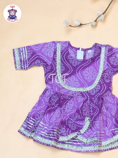 Purple - Dori Bandhej Lehariya Blue Salwar