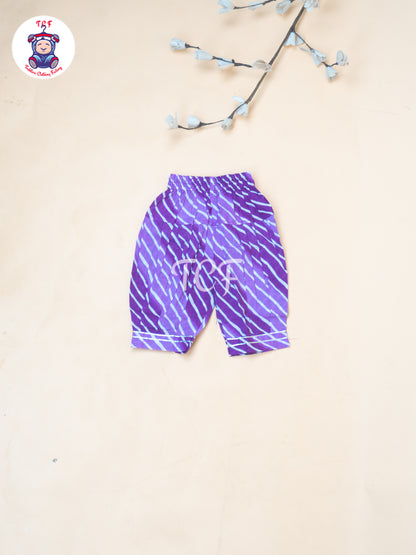 Purple - Dori Bandhej Lehariya Blue Salwar