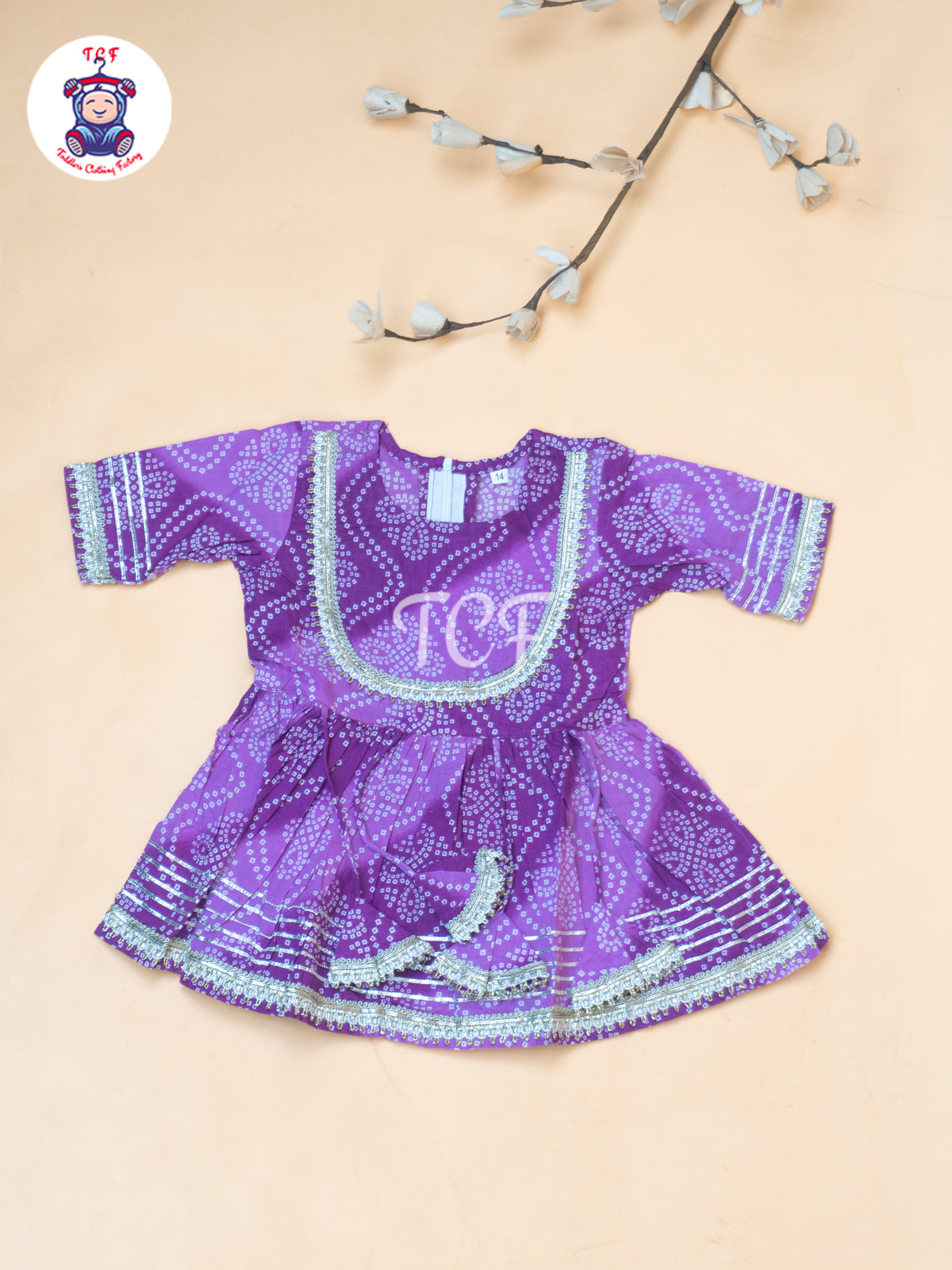 Purple - Dori Bandhej Lehariya Blue Salwar