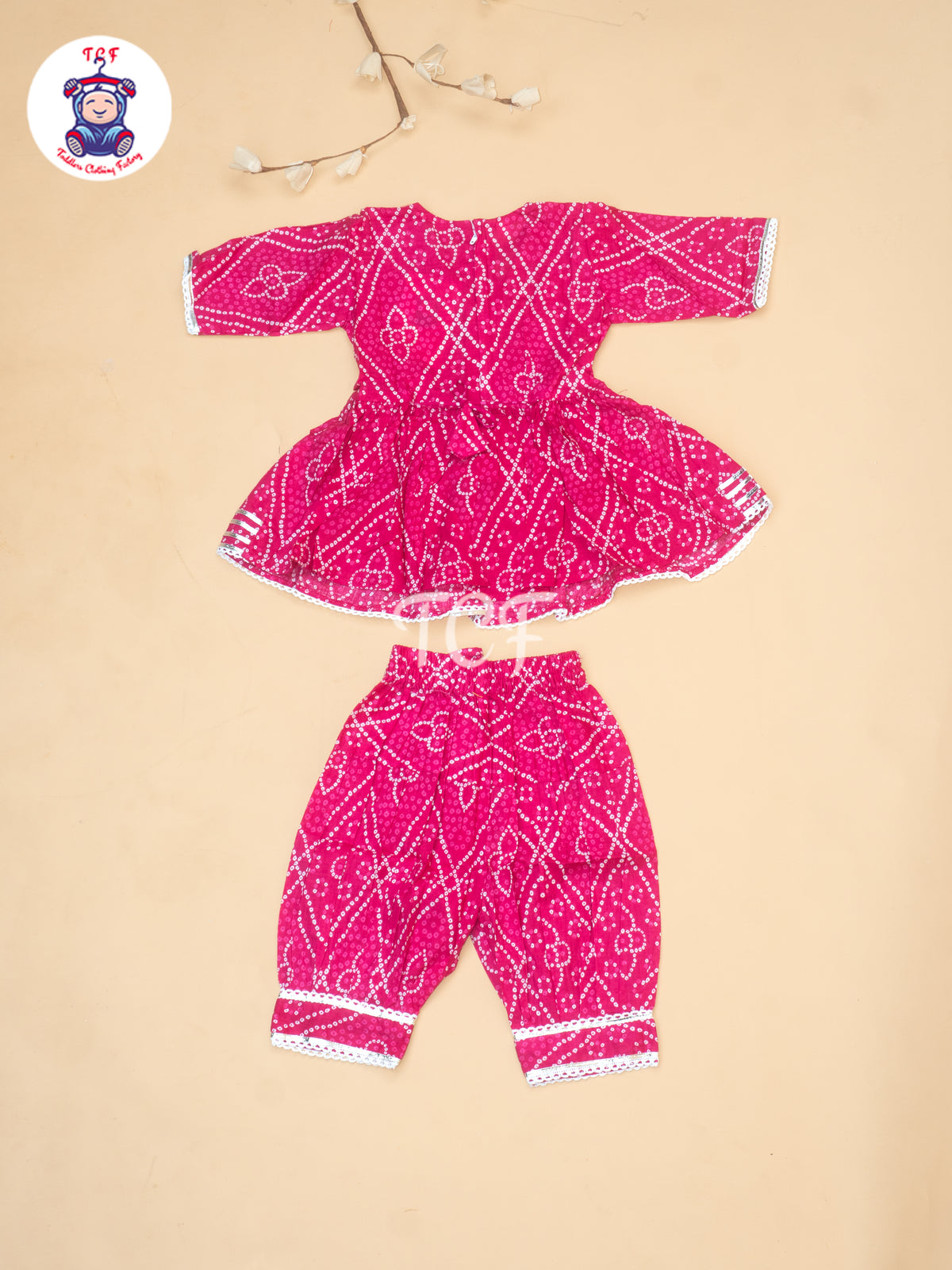 Pink - Girls Embrodiery Bandhej Lehariya Salwar