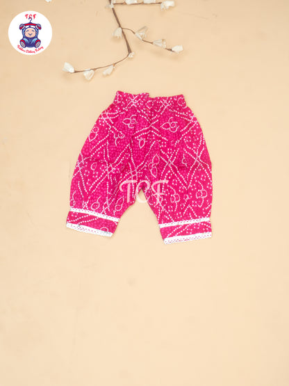Pink - Girls Embrodiery Bandhej Lehariya Salwar