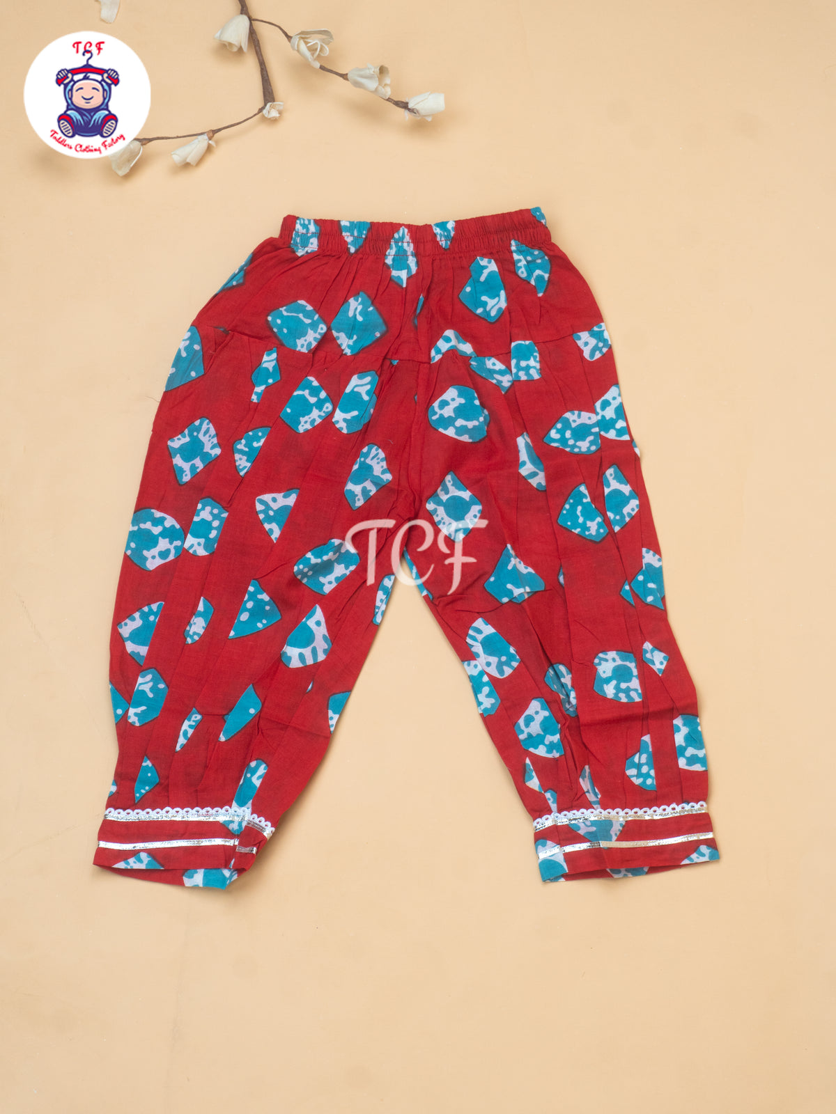 Red - Girls Embrodiery Bandhej Lehariya Salwar