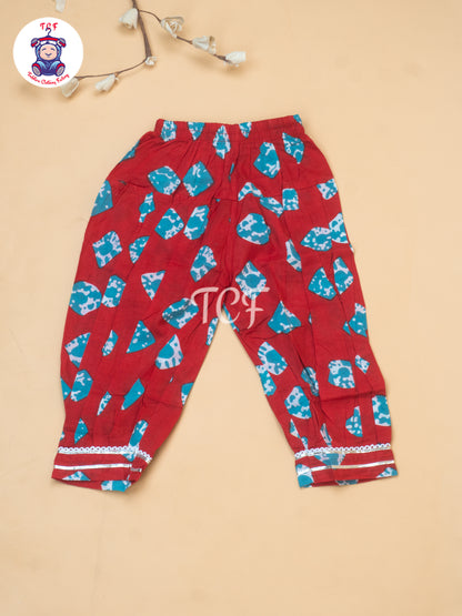 Red - Girls Embrodiery Bandhej Lehariya Salwar
