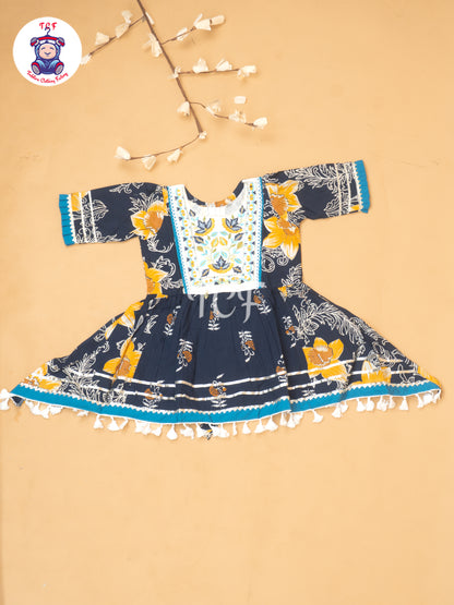 Blue - Girls Embrodiery Bandhej Lehariya Salwar