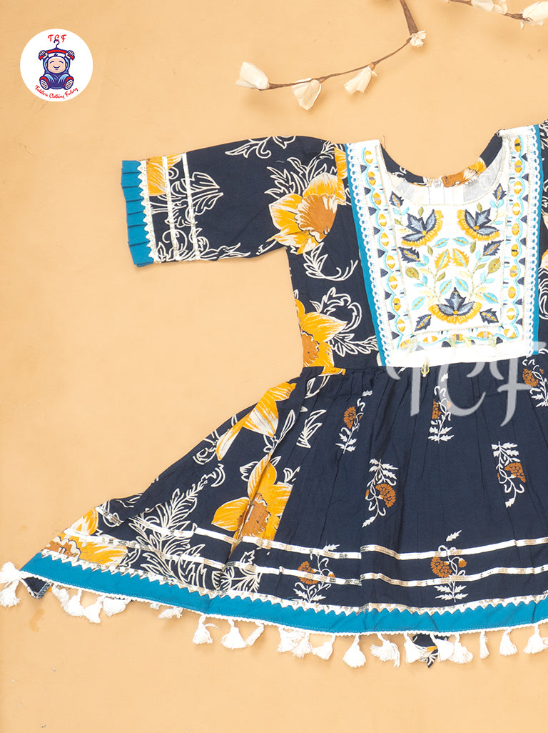 Blue - Girls Embrodiery Bandhej Lehariya Salwar