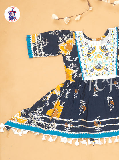 Blue - Girls Embrodiery Bandhej Lehariya Salwar