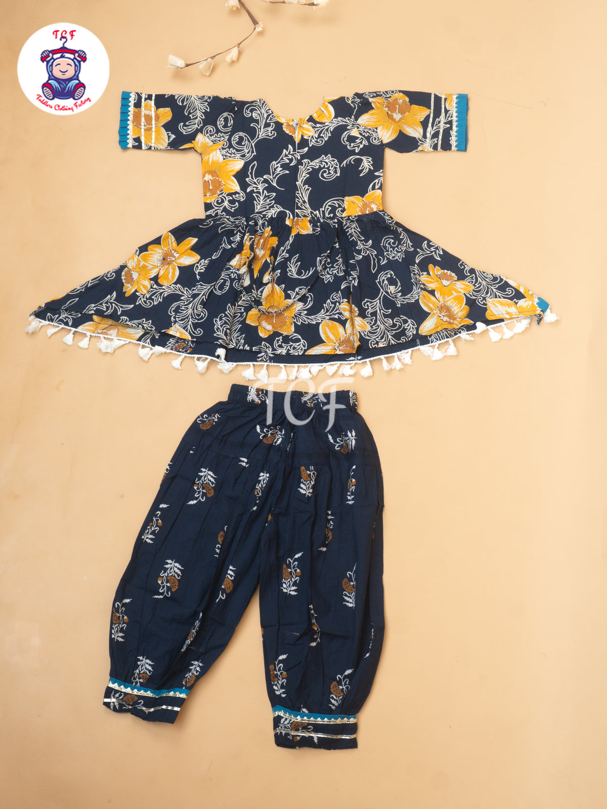 Blue - Girls Embrodiery Bandhej Lehariya Salwar