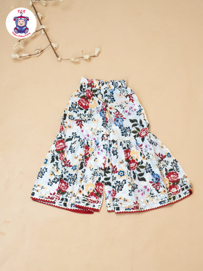White & Red - Girls Embrodiery Bandhej Lehariya Salwar