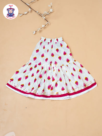 White & Pink - Girls Embrodiery Bandhej Lehariya Salwar