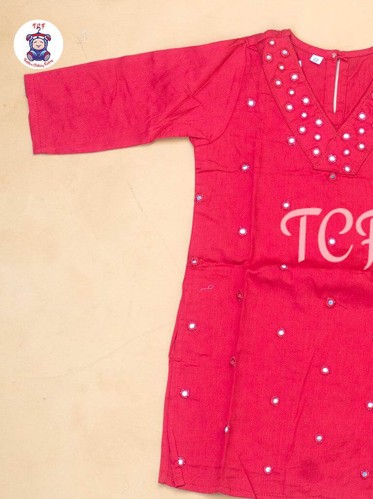 Red - Girls Mirror Embrodiery Co-ords Sets