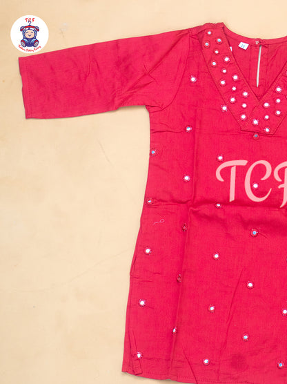 Red - Girls Mirror Embrodiery Co-ords Sets