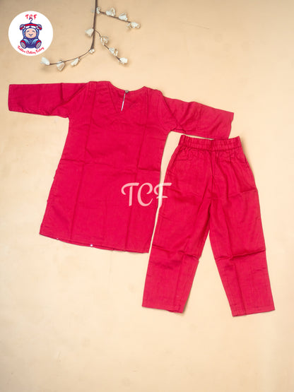 Red - Girls Mirror Embrodiery Co-ords Sets