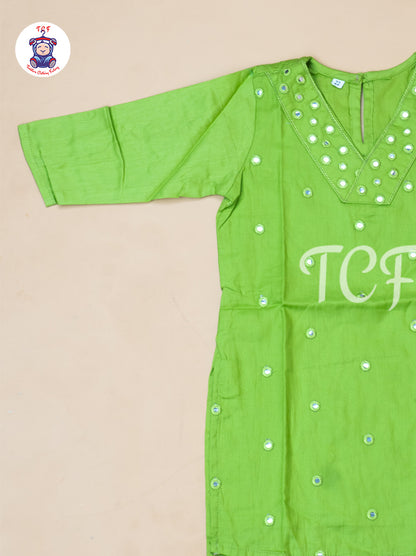 Pista Green - Girls Mirror Embrodiery Co-ords Sets