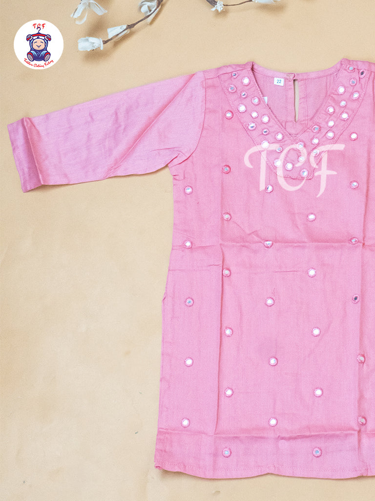 Peach - Girls Mirror Embrodiery Co-ords Sets