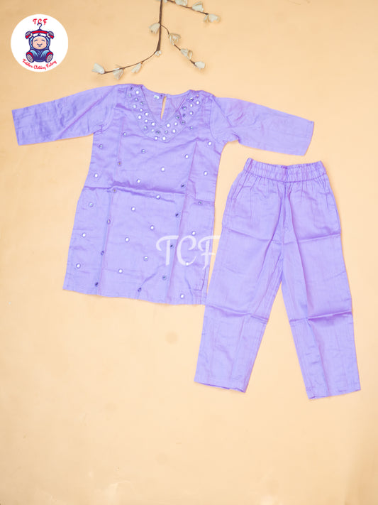 Lavender - Girls Mirror Embrodiery Co-ords Sets