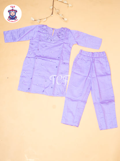 Lavender - Girls Mirror Embrodiery Co-ords Sets