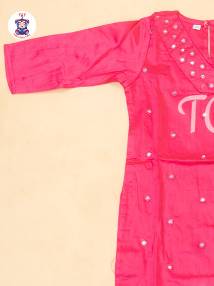 Pink - Girls Mirror Embrodiery Co-ords Sets