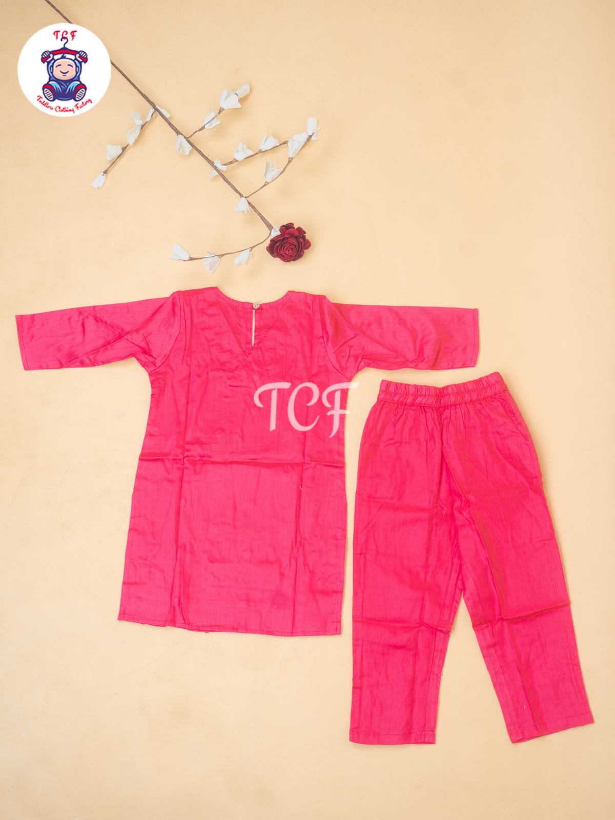 Pink - Girls Mirror Embrodiery Co-ords Sets