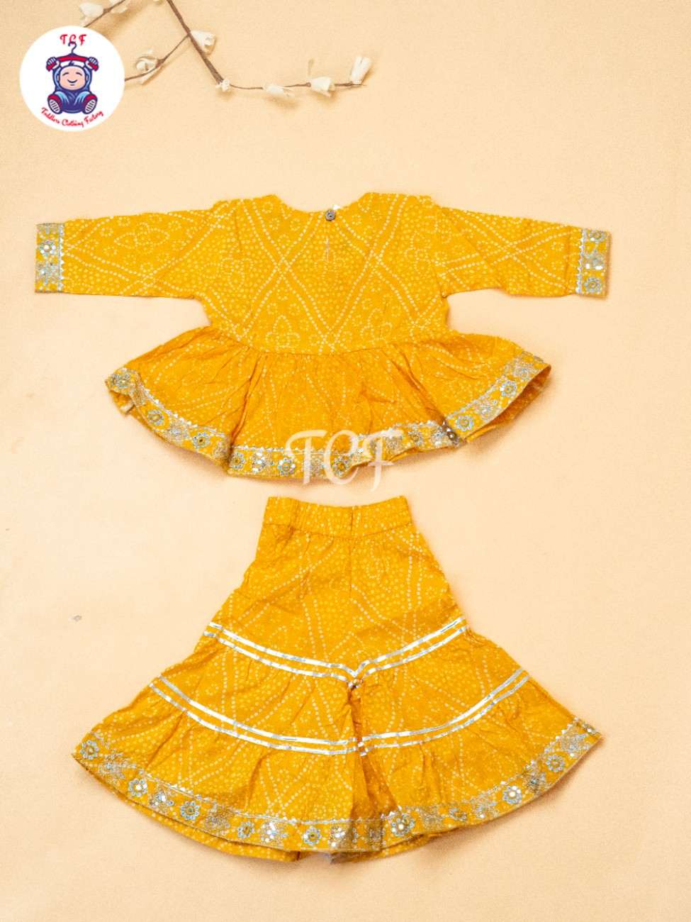 Yellow - Girls Bhandhej Embroidery Salwar