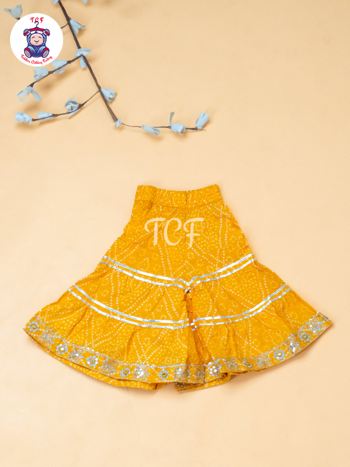 Yellow - Girls Bhandhej Embroidery Salwar