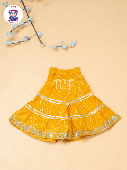 Yellow - Girls Bhandhej Embroidery Salwar