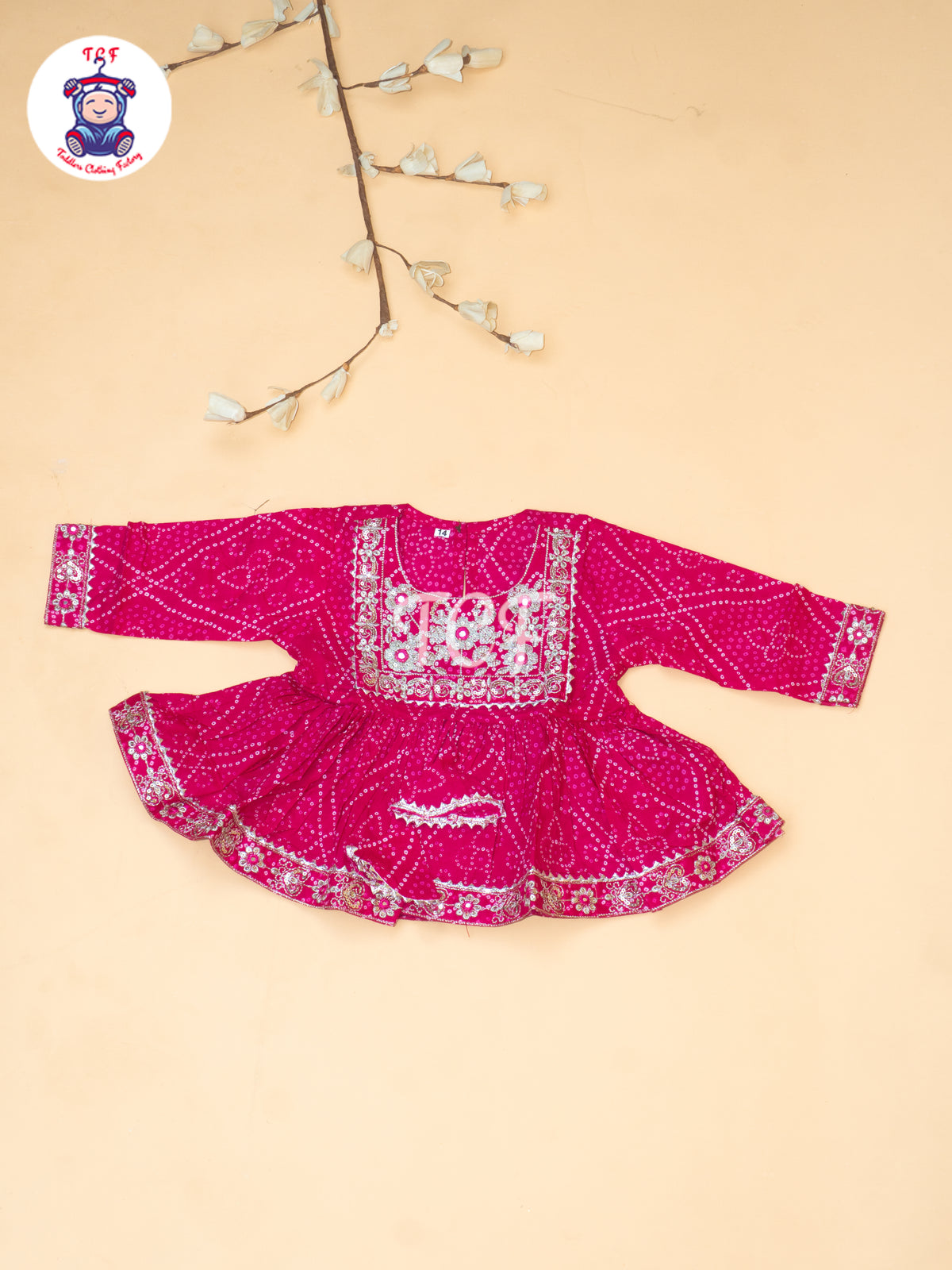 Pink - Girls Bhandhej Embroidery Salwar