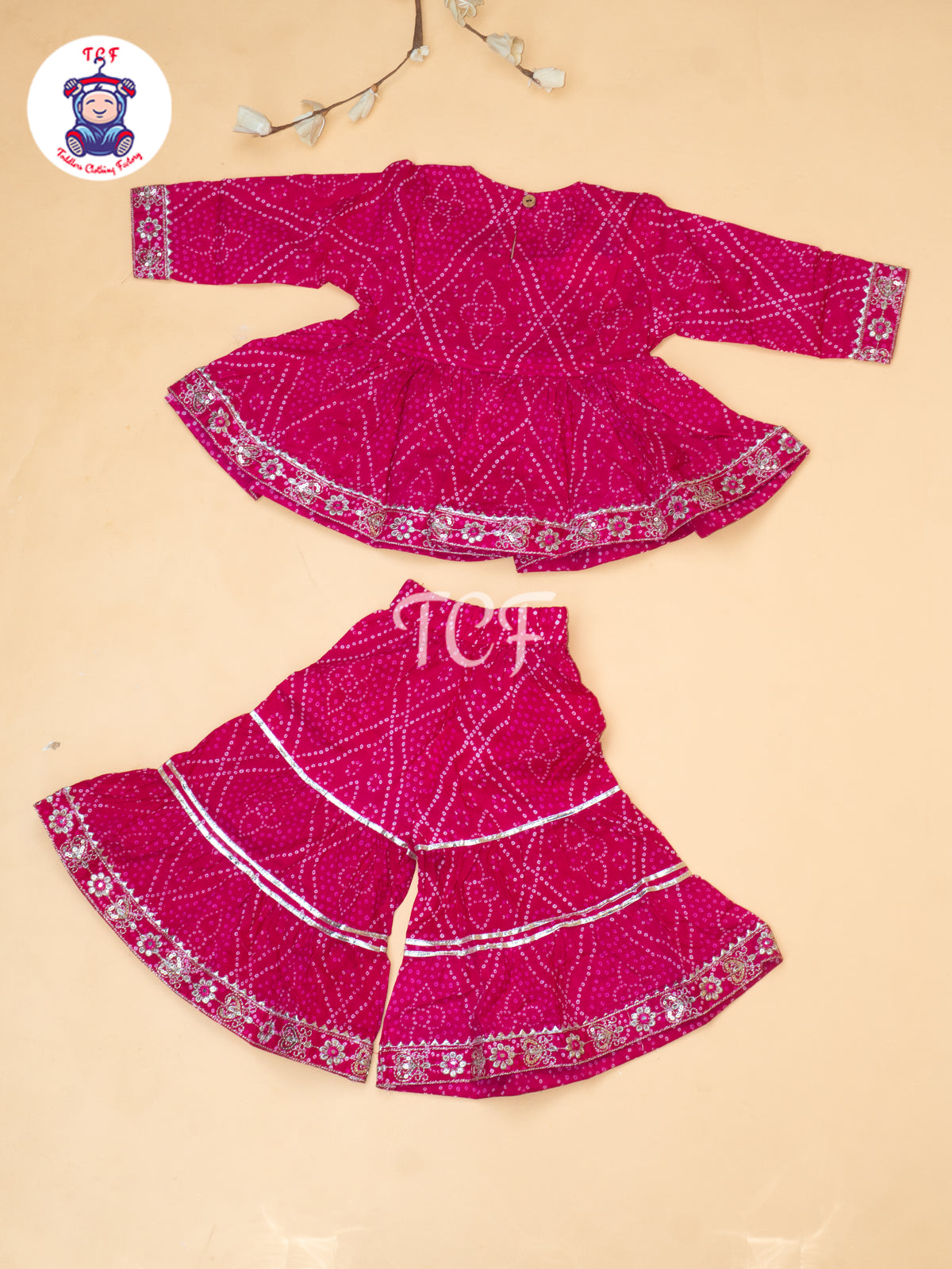 Pink - Girls Bhandhej Embroidery Salwar
