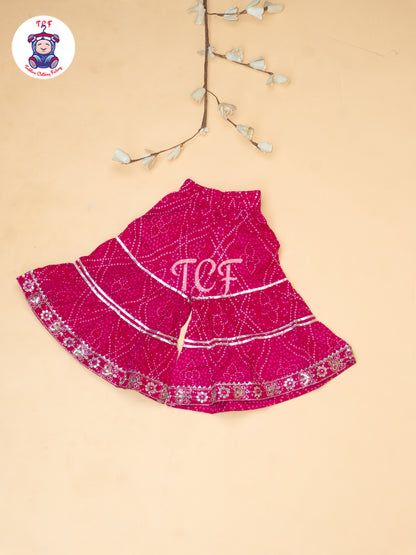 Pink - Girls Bhandhej Embroidery Salwar