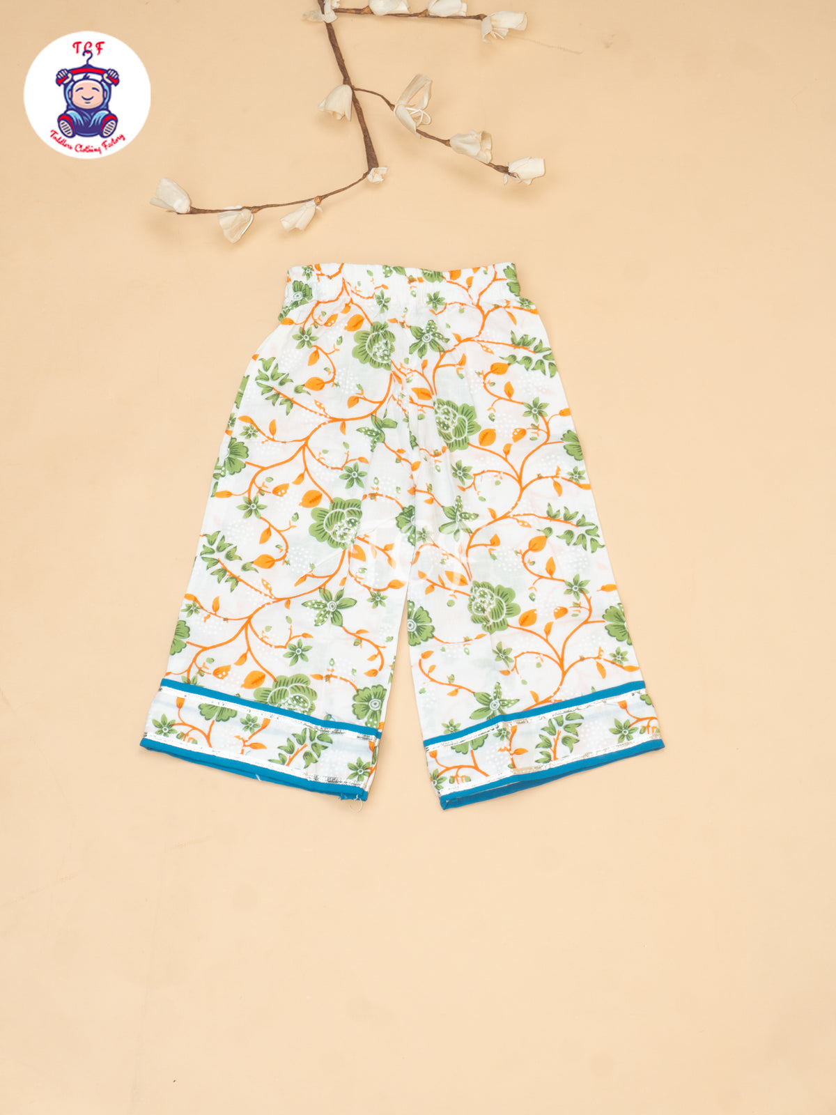 White & Orange  - Girls Bhandhej Embroidery Salwar