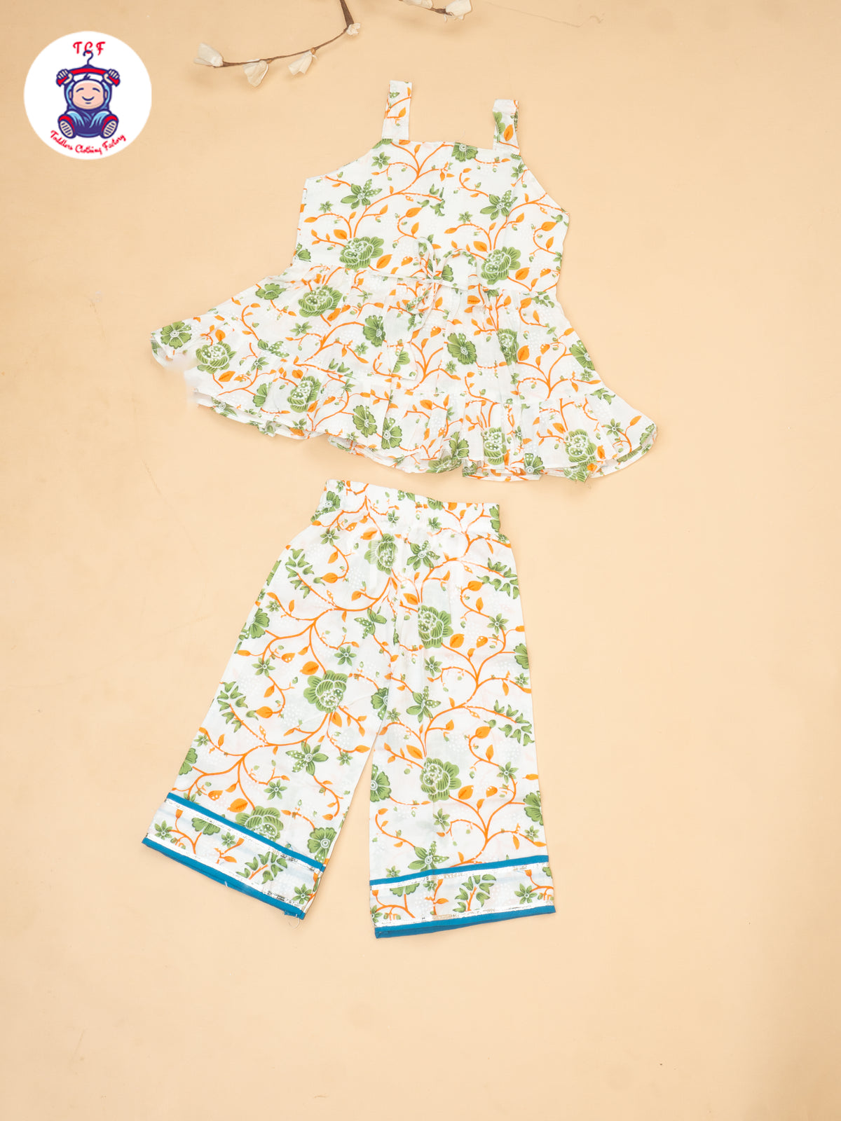 White & Orange  - Girls Bhandhej Embroidery Salwar