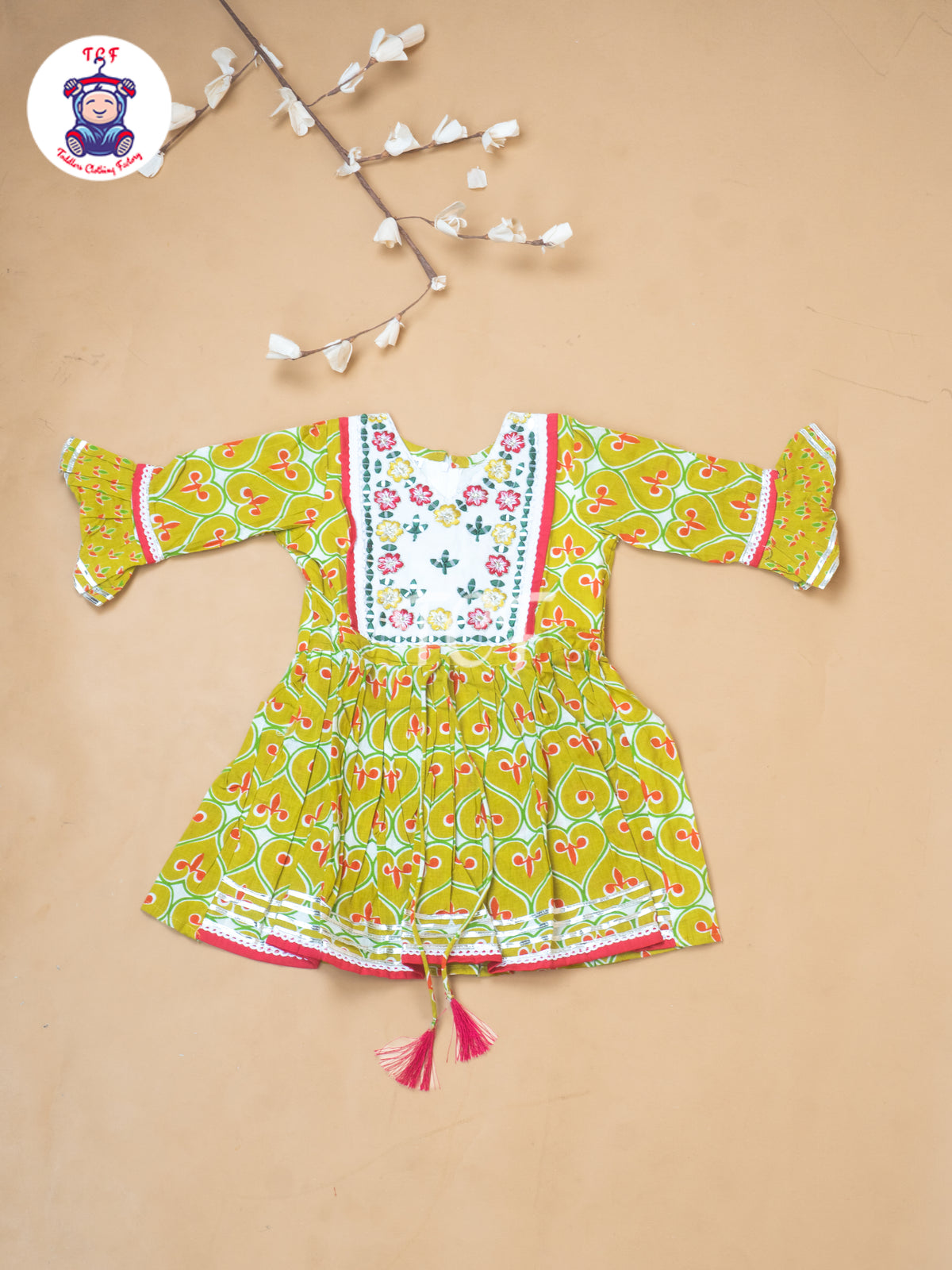 Mehandi Green - Girls Embrodiery Salwar With  Dhoti