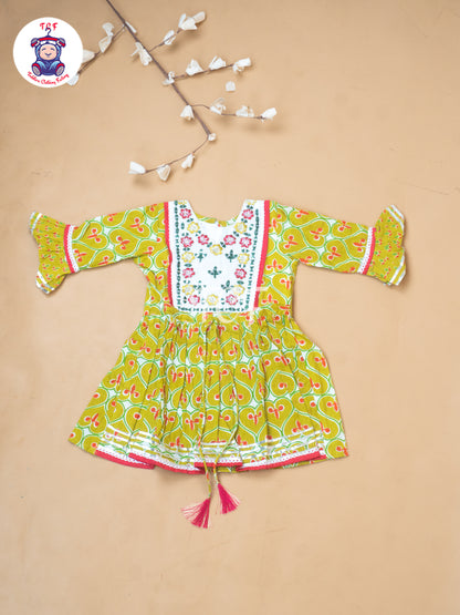 Mehandi Green - Girls Embrodiery Salwar With  Dhoti