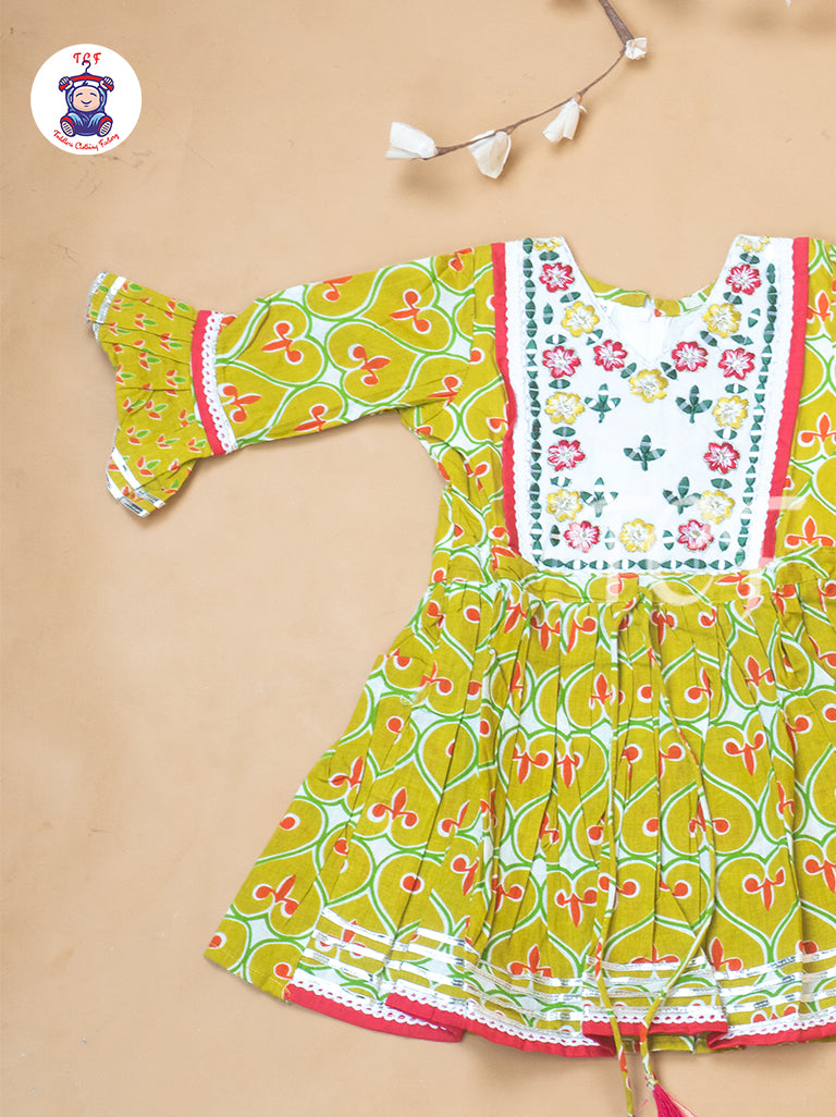 Mehandi Green - Girls Embrodiery Salwar With  Dhoti
